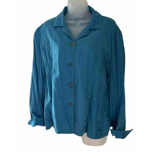 Pendleton Women Linen Shirt Jacket Large Blue‎ Button Down Lagenlook Casual